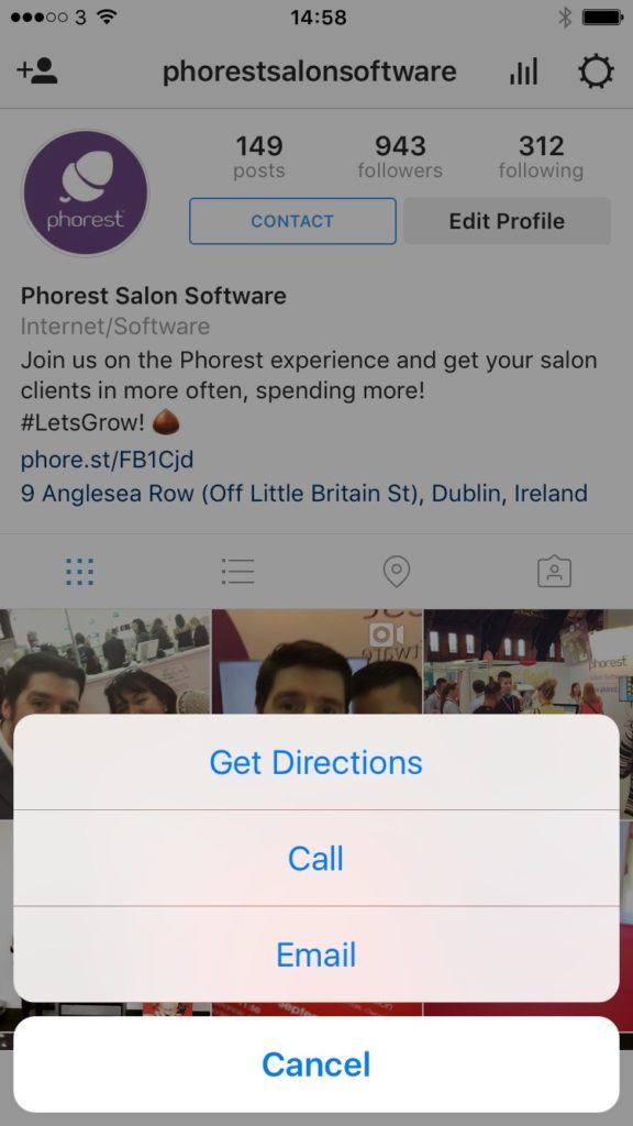 salon instagram business profile